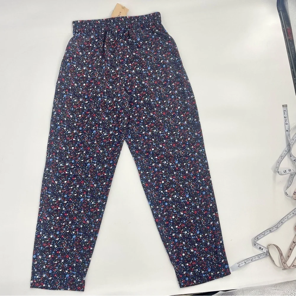 NWT Anthropologie x Stella Nova Olive Pants in Navy Ditzy Blue Floral Print XS - Picture 11 of 14